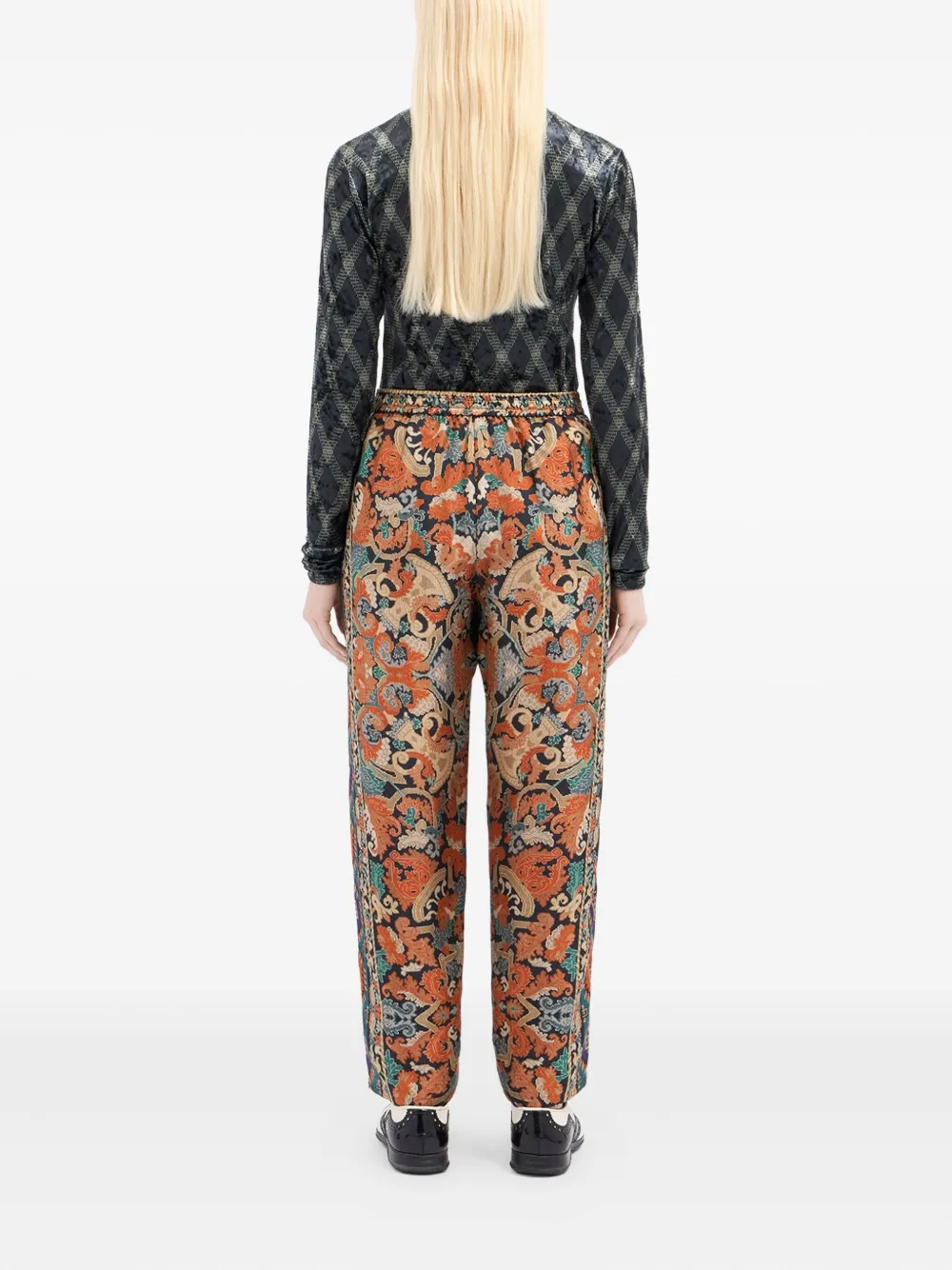 Pierre-Louis Mascia Broek met paisley-print en trekkoordtaille Oranje