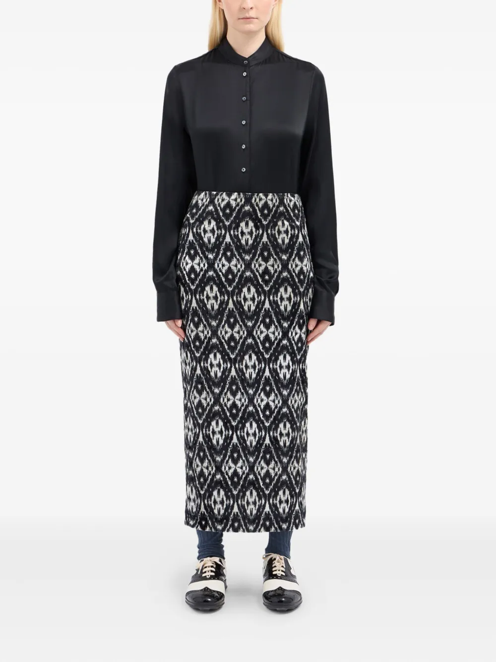 Pierre-Louis Mascia Maxi-rok met geometrisch patroon - Zwart