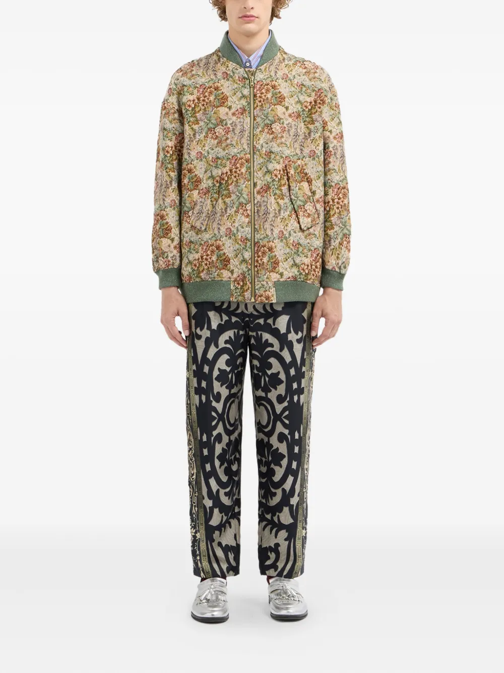 Pierre-louis Mascia Floral Tapestry Bomber Jacket In Green