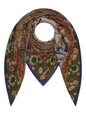 Étole Pierre Louis Mascia Occasion - En Modal Et Laine, Motif Floral Multicolore