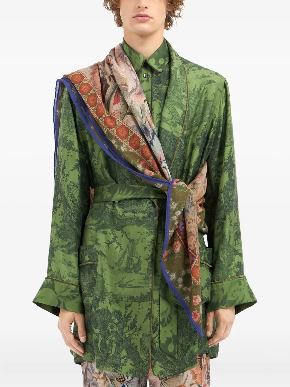 Pierre-louis Mascia Geometric-pattern Scarf In Black