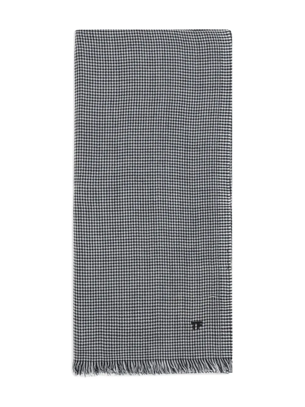 TOM FORD houndstooth fringed scarf - Zwart