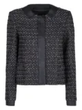 Emporio Armani cuffed tweed jacket - Black