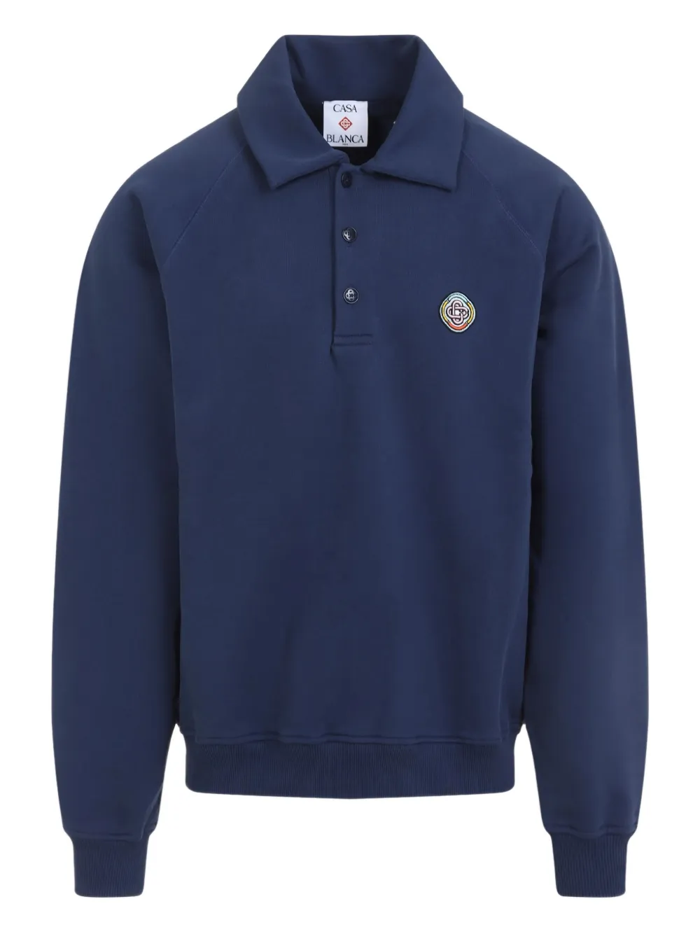Casablanca polo-neck embroidered sweatshirt - ブルー Casablanca polo-neck embroidered sweatshirt - ブルー