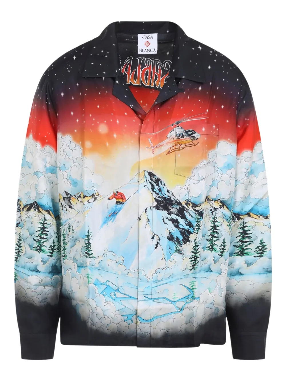 Casablanca ski-scene silk shirt - ブラック Casablanca ski-scene silk shirt - ブラック
