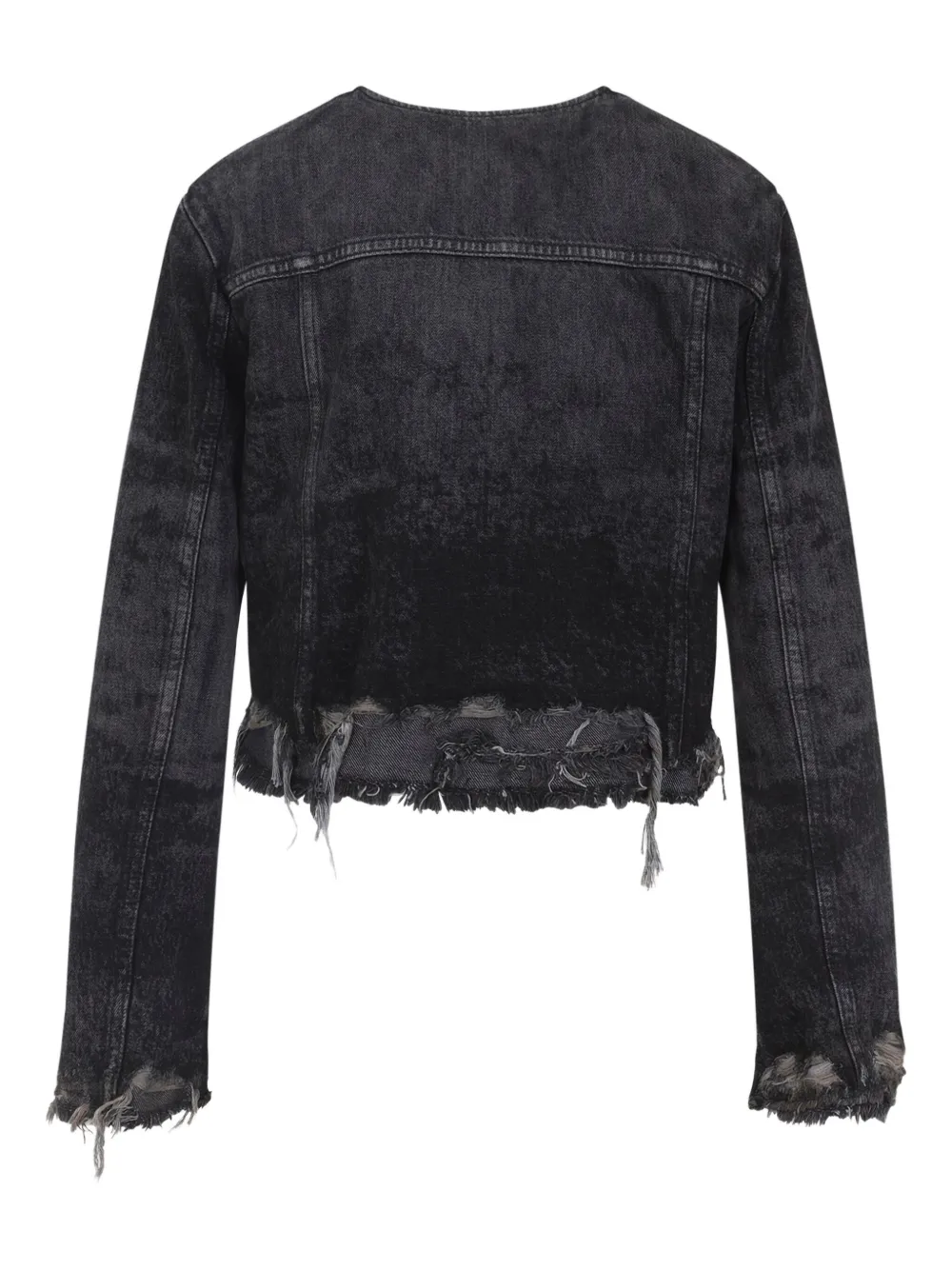 Diesel De-graffy Cropped Denim Jacket In Black