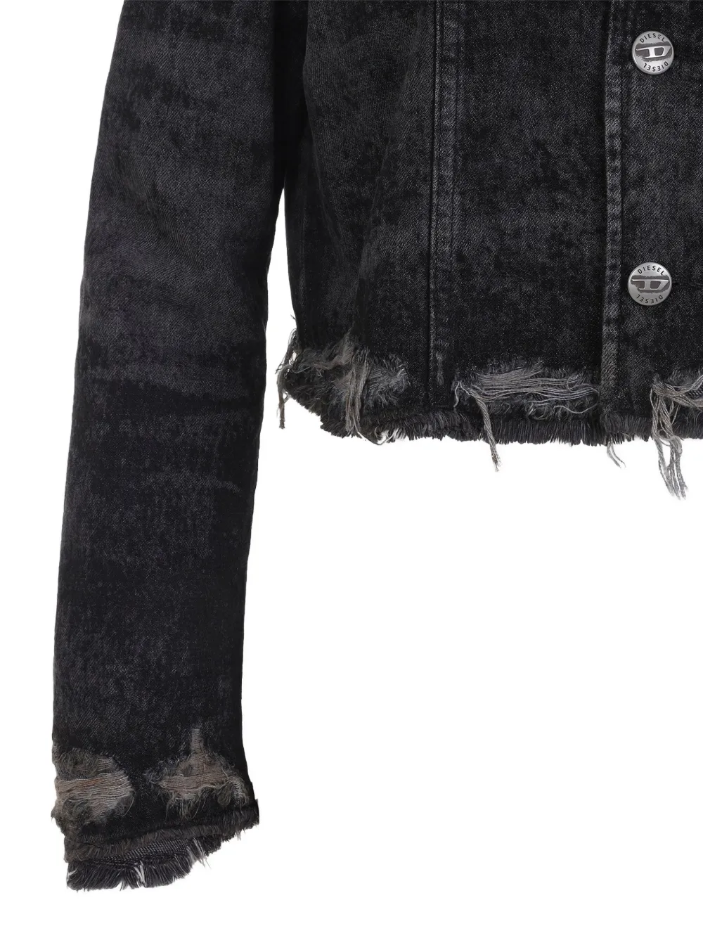 Diesel De-graffy Cropped Denim Jacket In Black