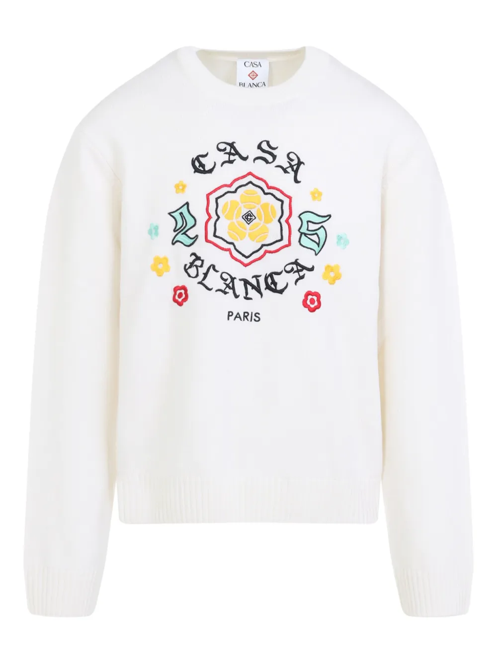 Casablanca floral-embroidered crew-neck sweater - ホワイト Casablanca floral-embroidered crew-neck sweater - ホワイト