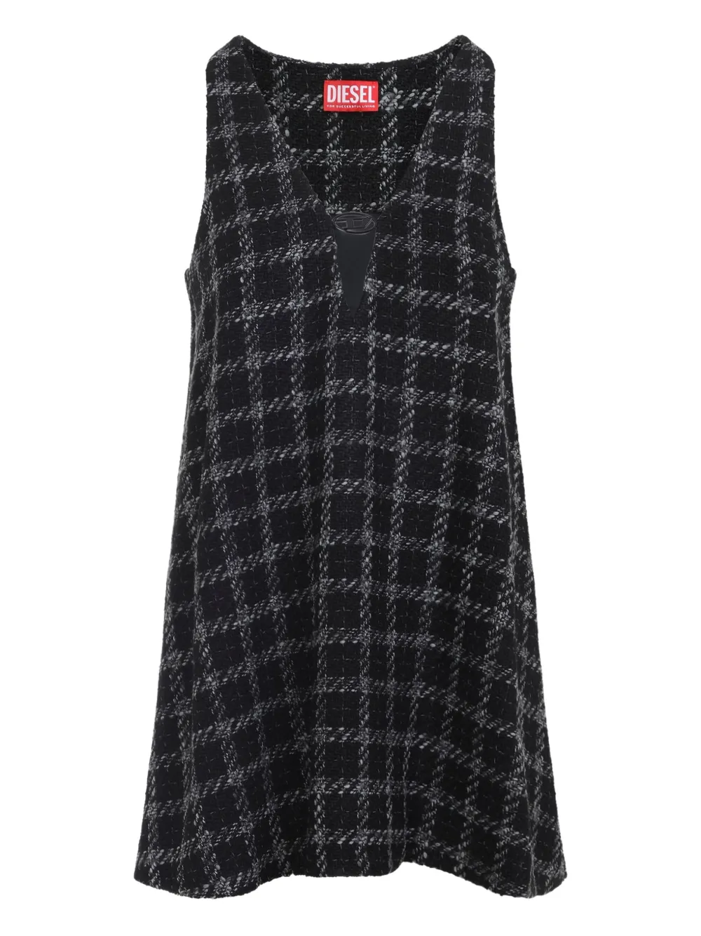 Diesel checked V-neck mini dress | Black | Image 1