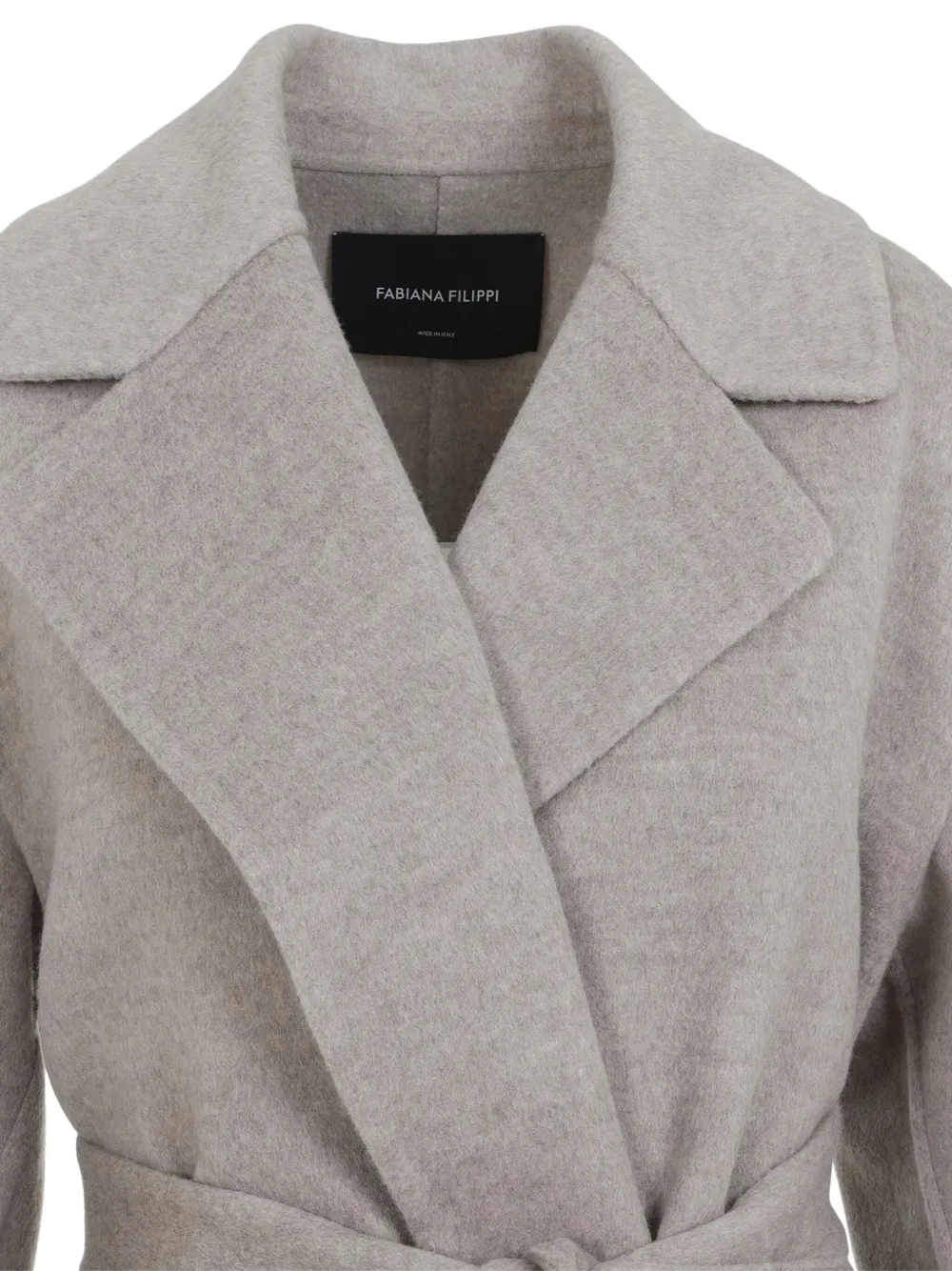 Fabiana Filippi Belted Notched-lapels Coat In Gray