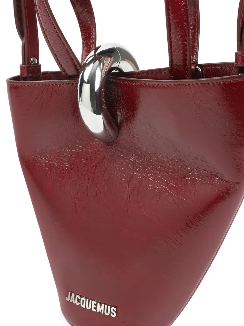 Jacquemus Ring-detail Leather Bucket Bag In Red