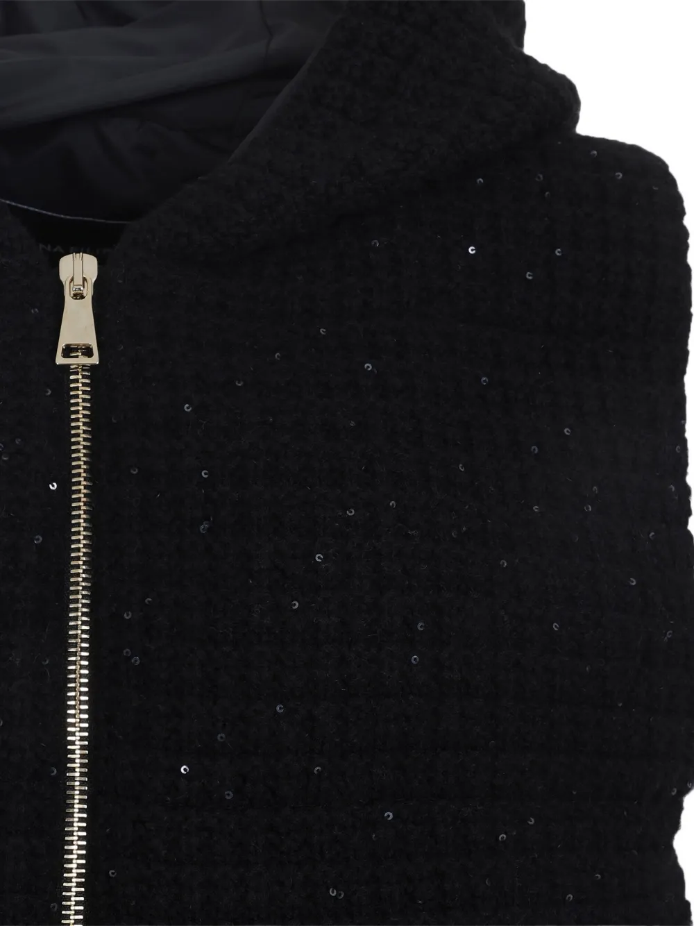 Fabiana Filippi Verfraaide bodywarmer met capuchon Zwart