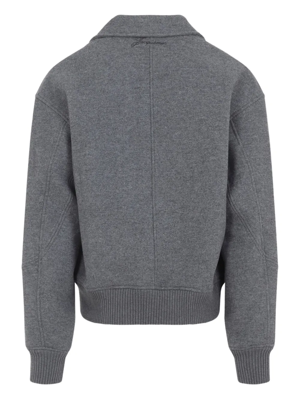 Jacquemus Mens Grey Feltro Pointed-collar Wool Bomber Jacket In Gray