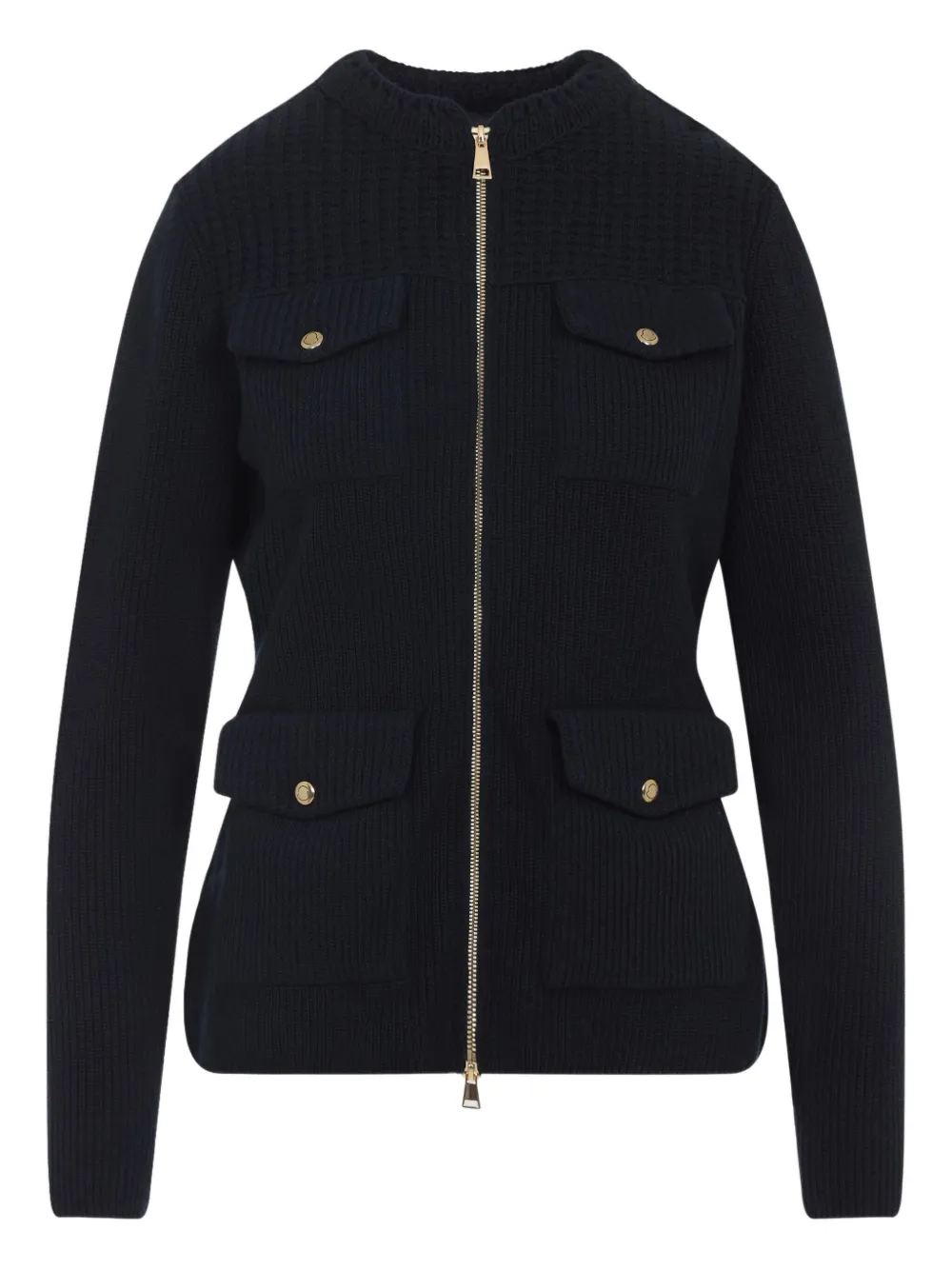 Moncler ribbed zip-front fitted jacket | Blue | Image 1