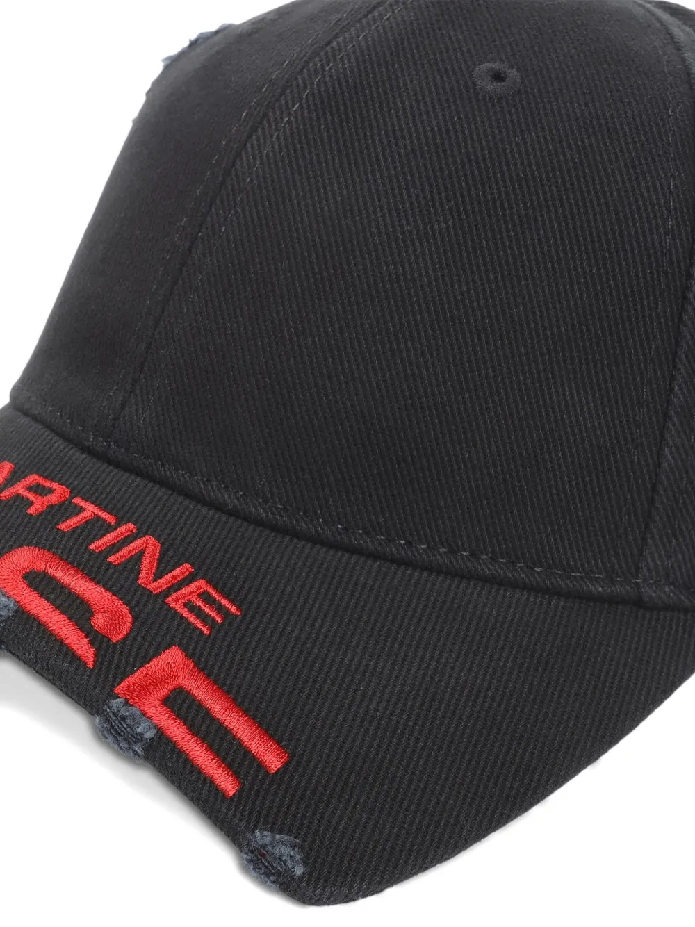 Martine Rose Distressed Logo Baseball Cap In Black