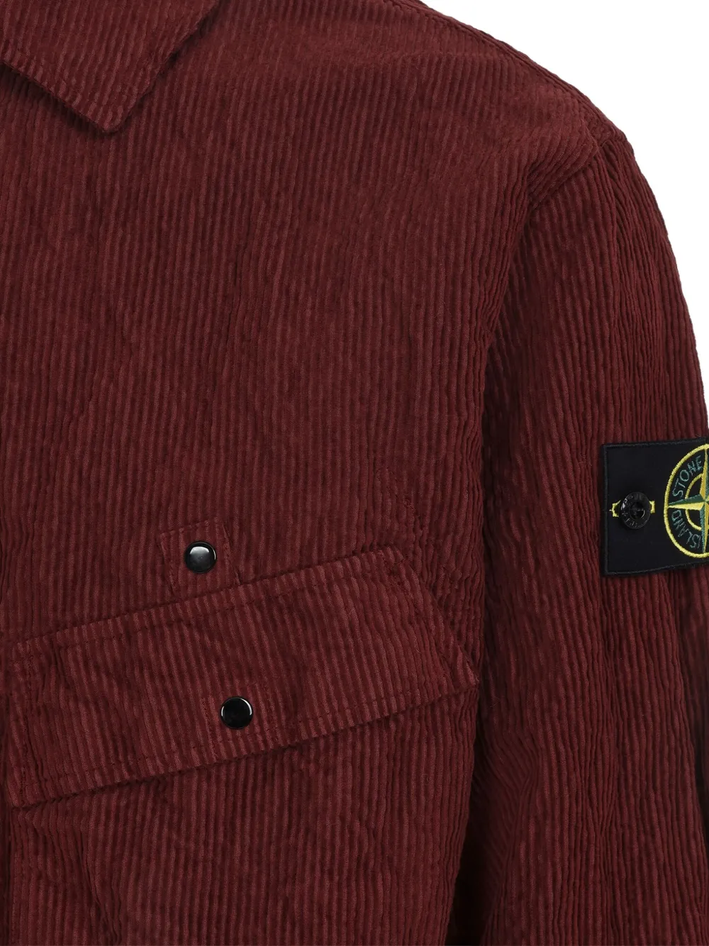 Stone Island Ribfluwelen overhemd met opgestikte zak Rood