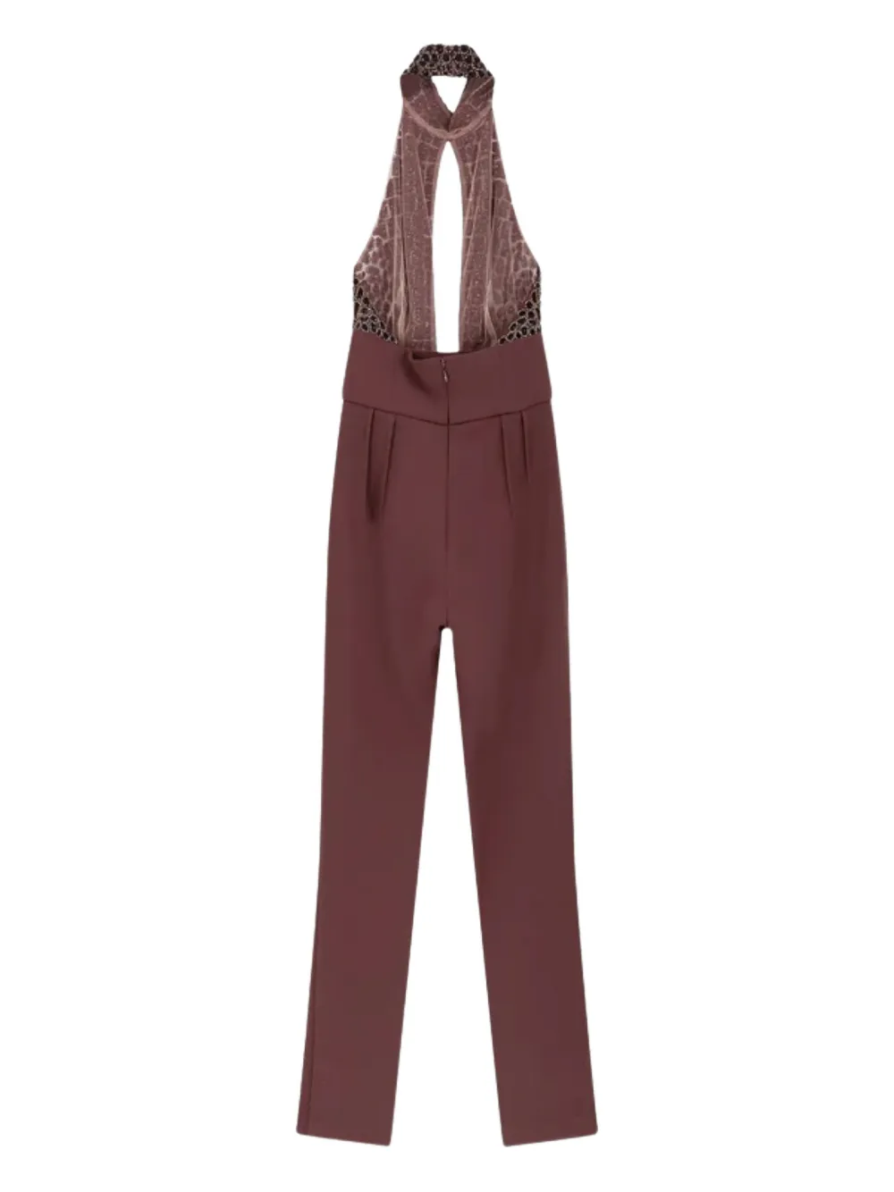 Elisabetta Franchi Jumpsuit met halternek en verfraaid met pailletten - Rood