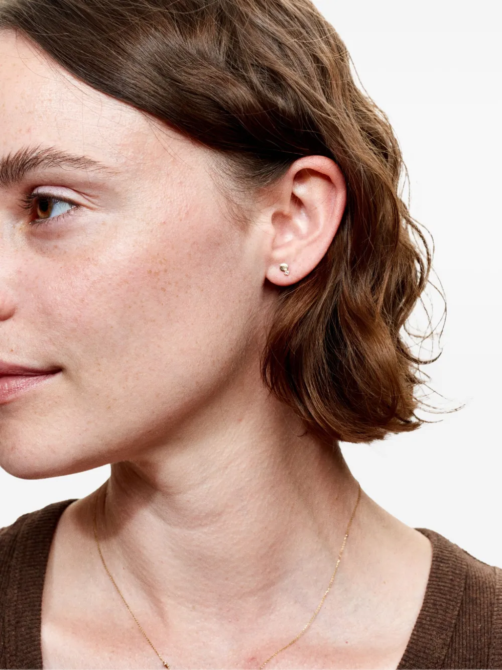 WWAKE 14kt yellow gold Disc diamond earring | Image 2