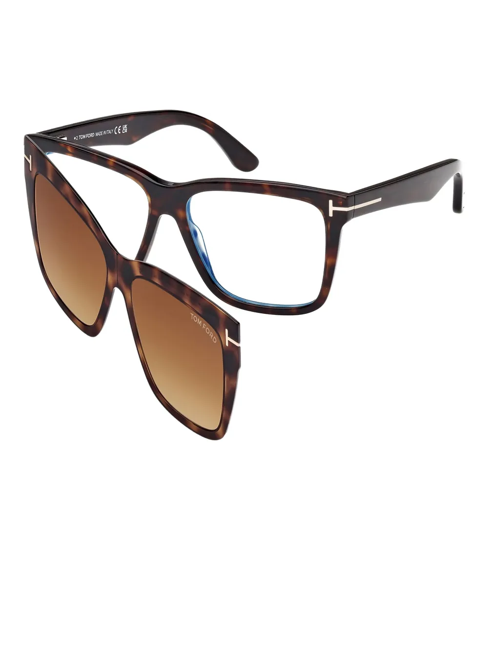 TOM FORD Eyewear tortoiseshell square clip-on glasses | Image 2