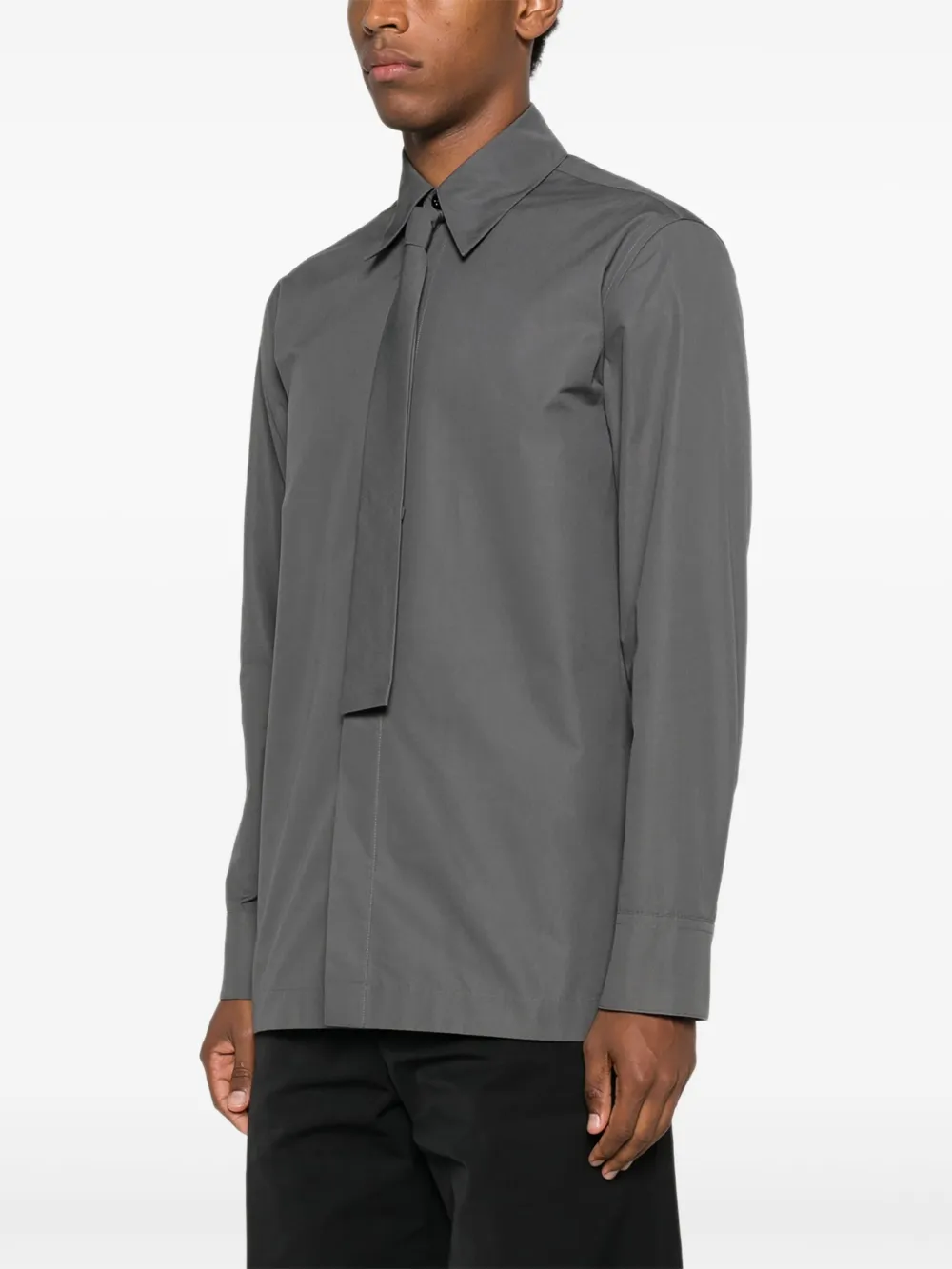 Jil Sander Overhemd met gestrikte hals en lange mouwen Grijs