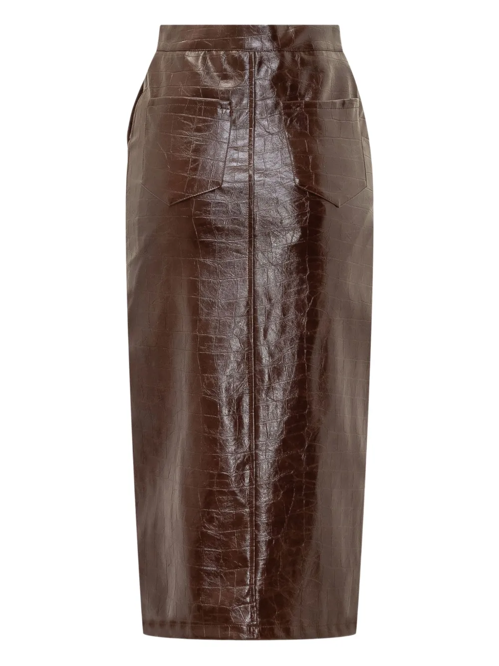 ACTUALEE crocodile-effect midi skirt - Bruin