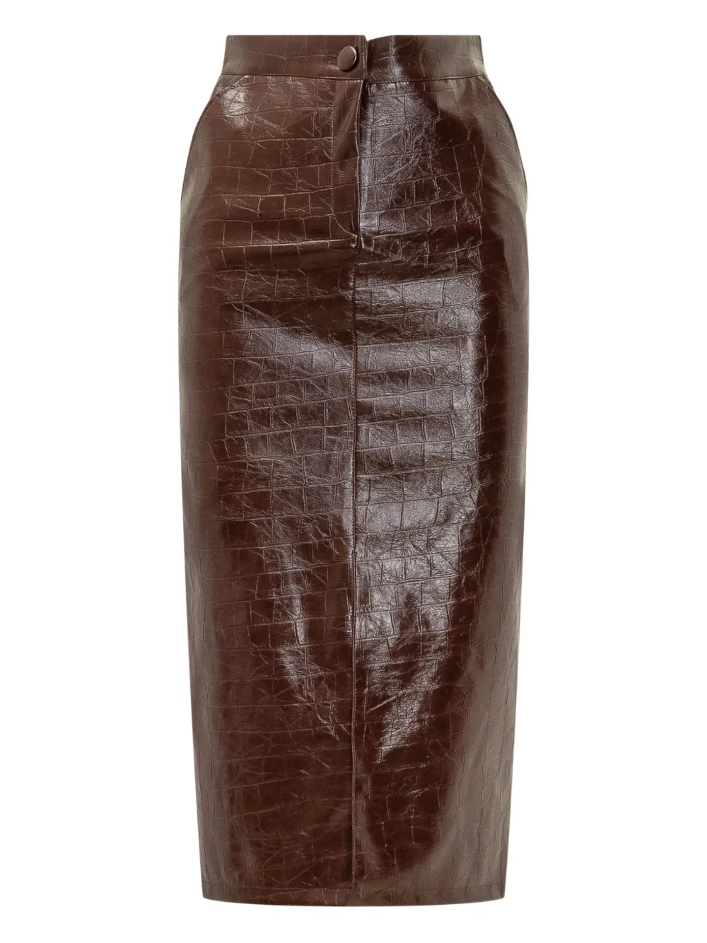 ACTUALEE crocodile-effect midi skirt | Brown | Image 1