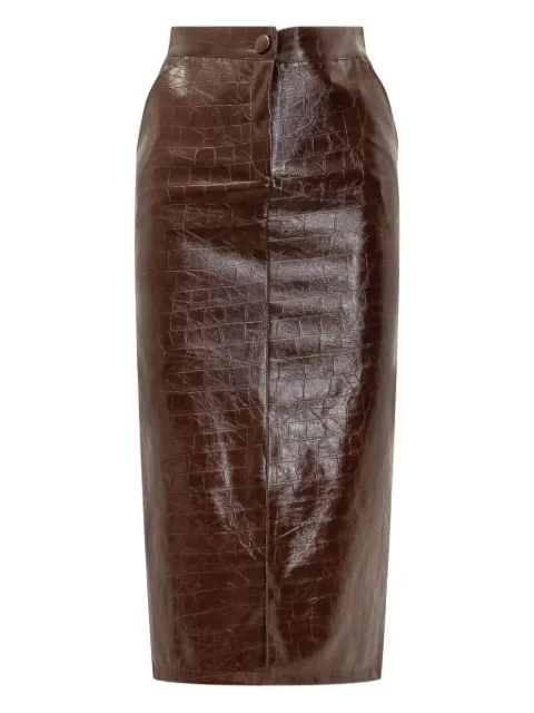ACTUALEE crocodile-effect midi skirt