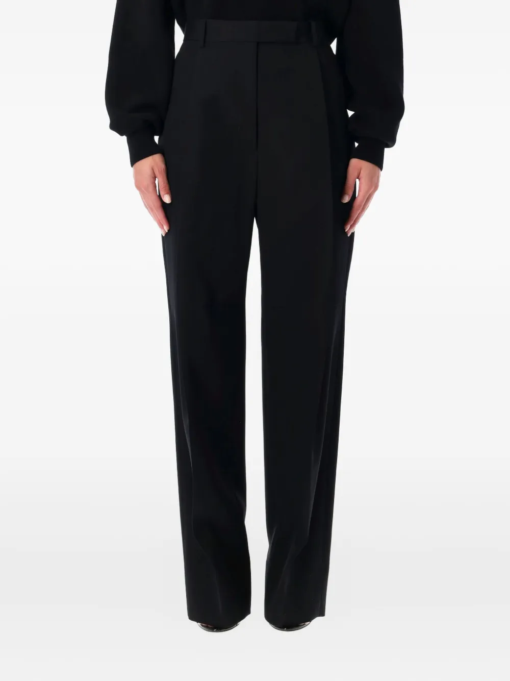 Tom Ford Pleated Wool Trousers In Black