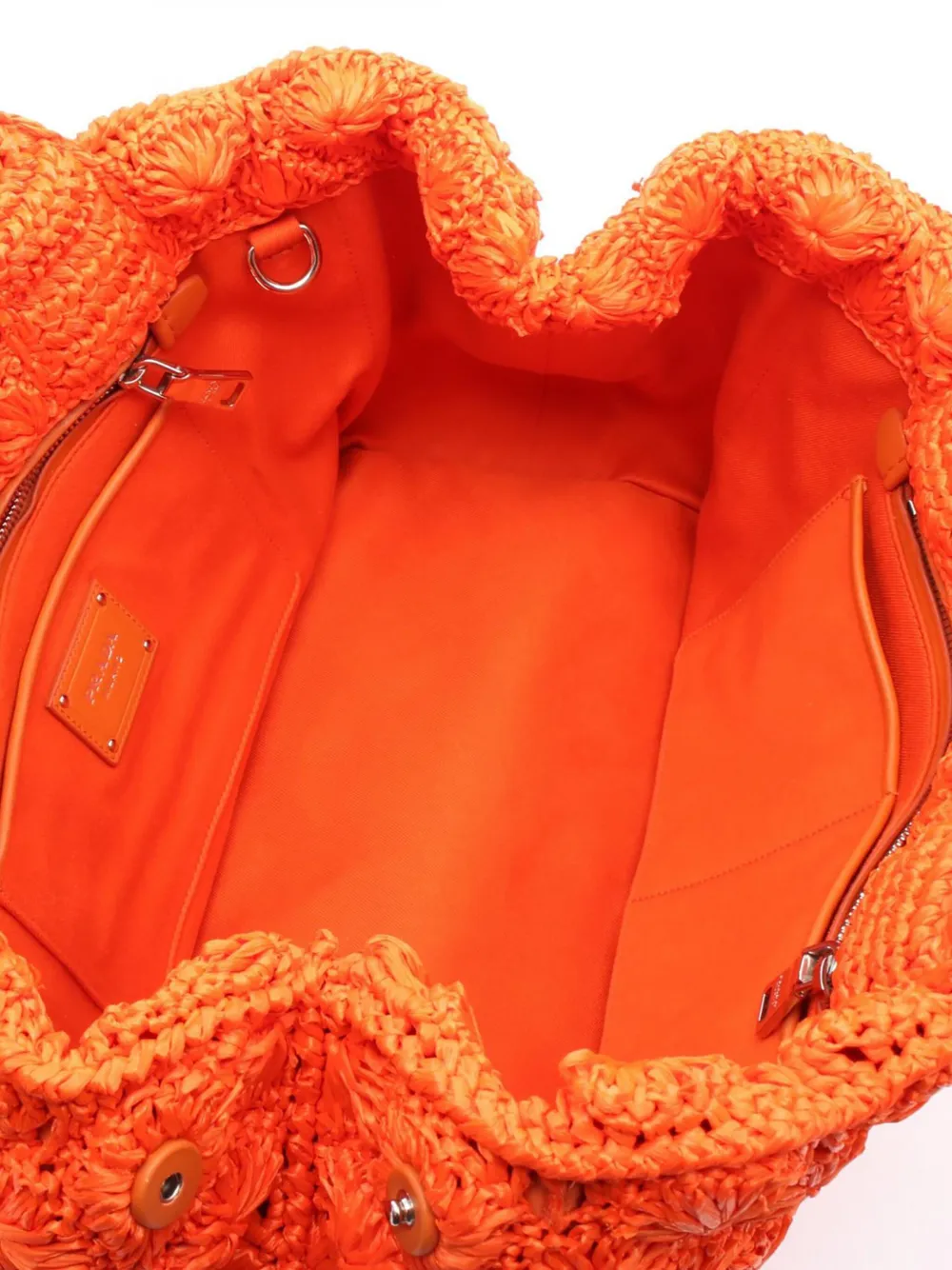 Pre-owned Prada 2013-2025 Raffia Canapa Rombi Satchel In Orange