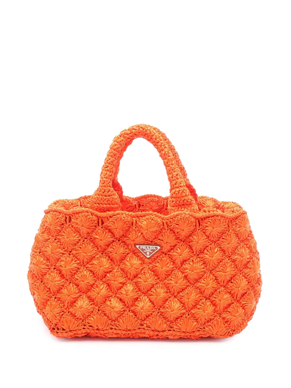 Prada Pre-Owned 2013-2025 Raffia Canapa Rombi satchel - オレンジ Prada Pre-Owned 2013-2025 Raffia Canapa Rombi satchel - オレンジ