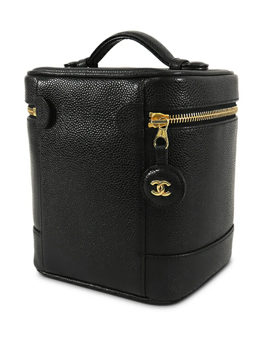 Pre-owned Chanel 2000-2002 Cc Caviar Case Vanity Bag In Black