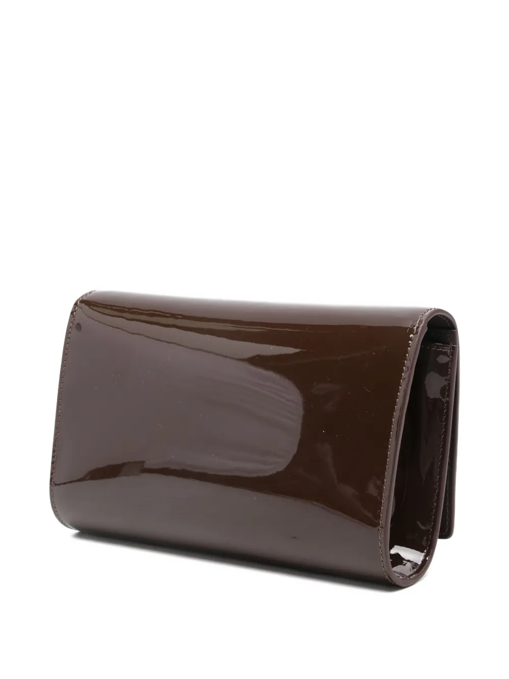 Giuseppe Zanotti Patent-leather Logo Clutch Bag In Brown