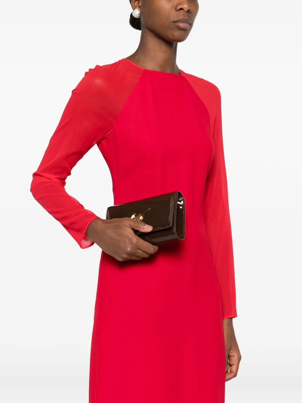 Giuseppe Zanotti patent-leather logo clutch bag - Bruin