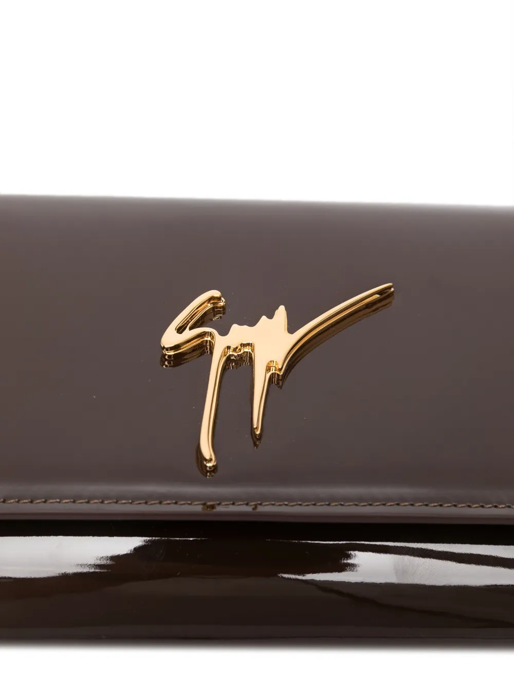 Giuseppe Zanotti Lakleren clutch met logo Bruin