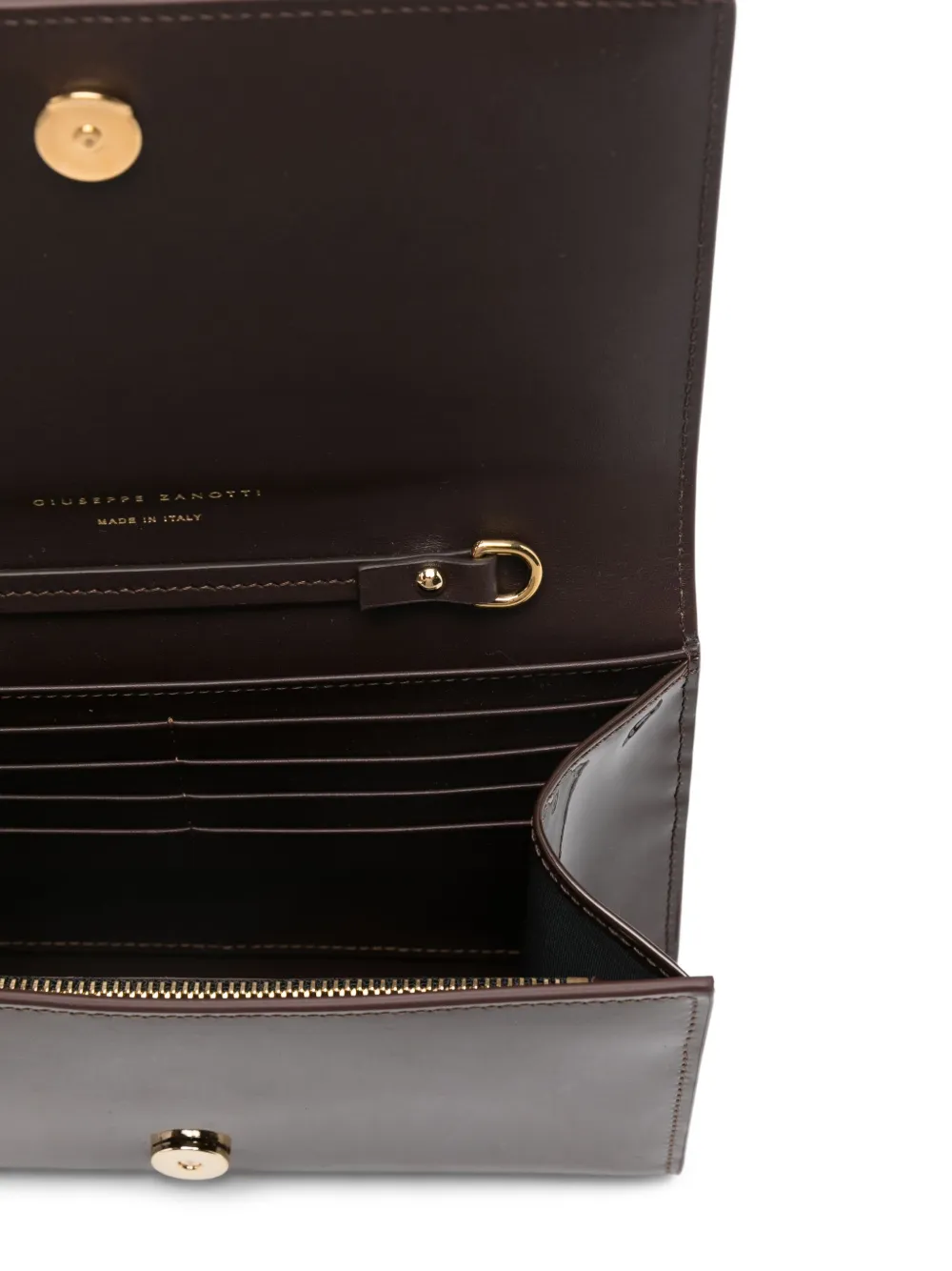Giuseppe Zanotti Lakleren clutch met logo Bruin