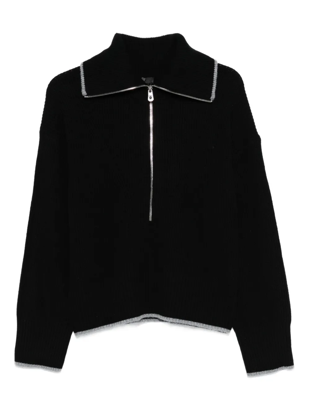 PINKO zip-front ribbed knit sweater | Black | Image 1