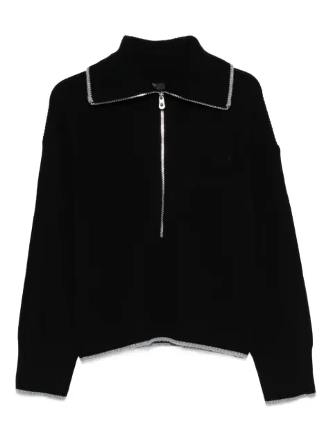 PINKO zip-front ribbed knit sweater