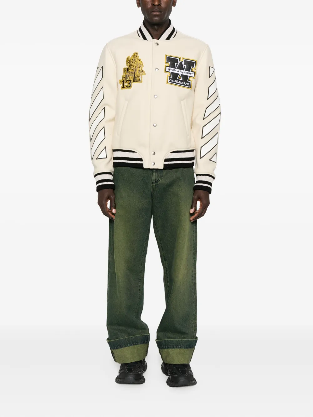 Off-white Patch-appliqué Varsity Jacket In Multi