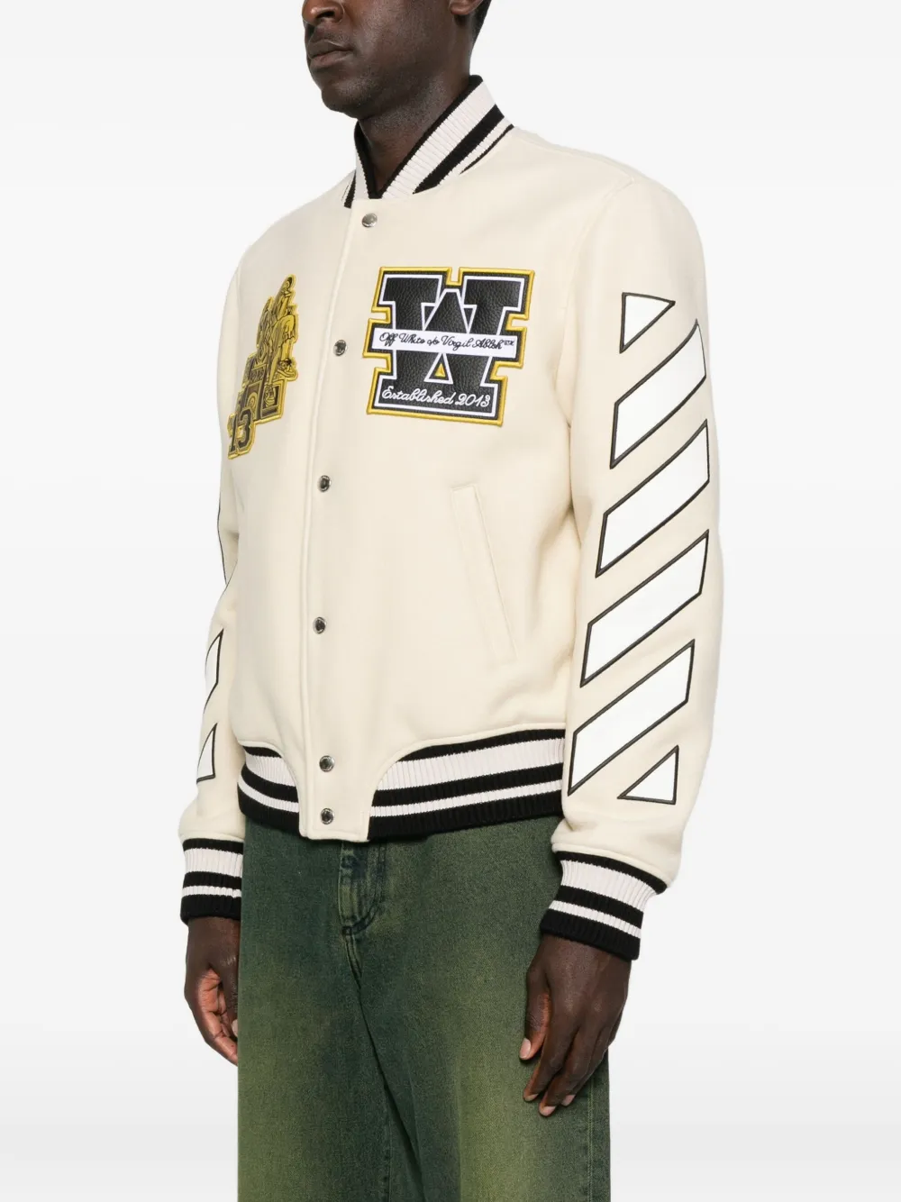 Off-white Patch-appliqué Varsity Jacket In Multi