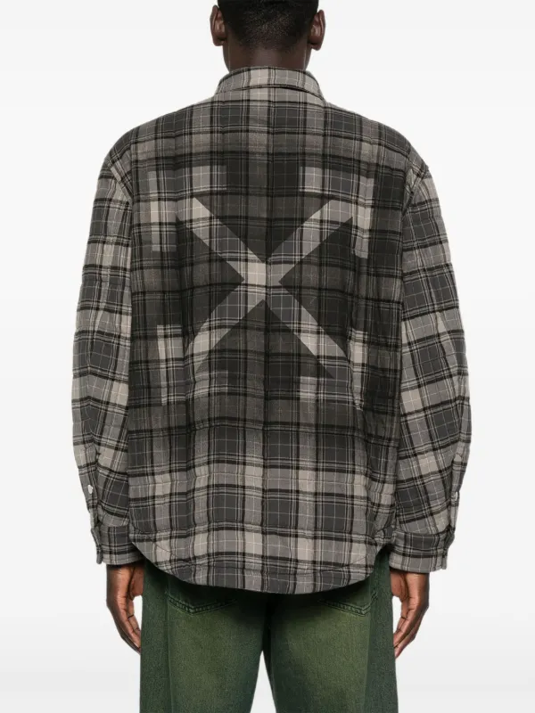 Off-White Checked Quilted Shirt Jacket | Grey | FARFETCH ZA