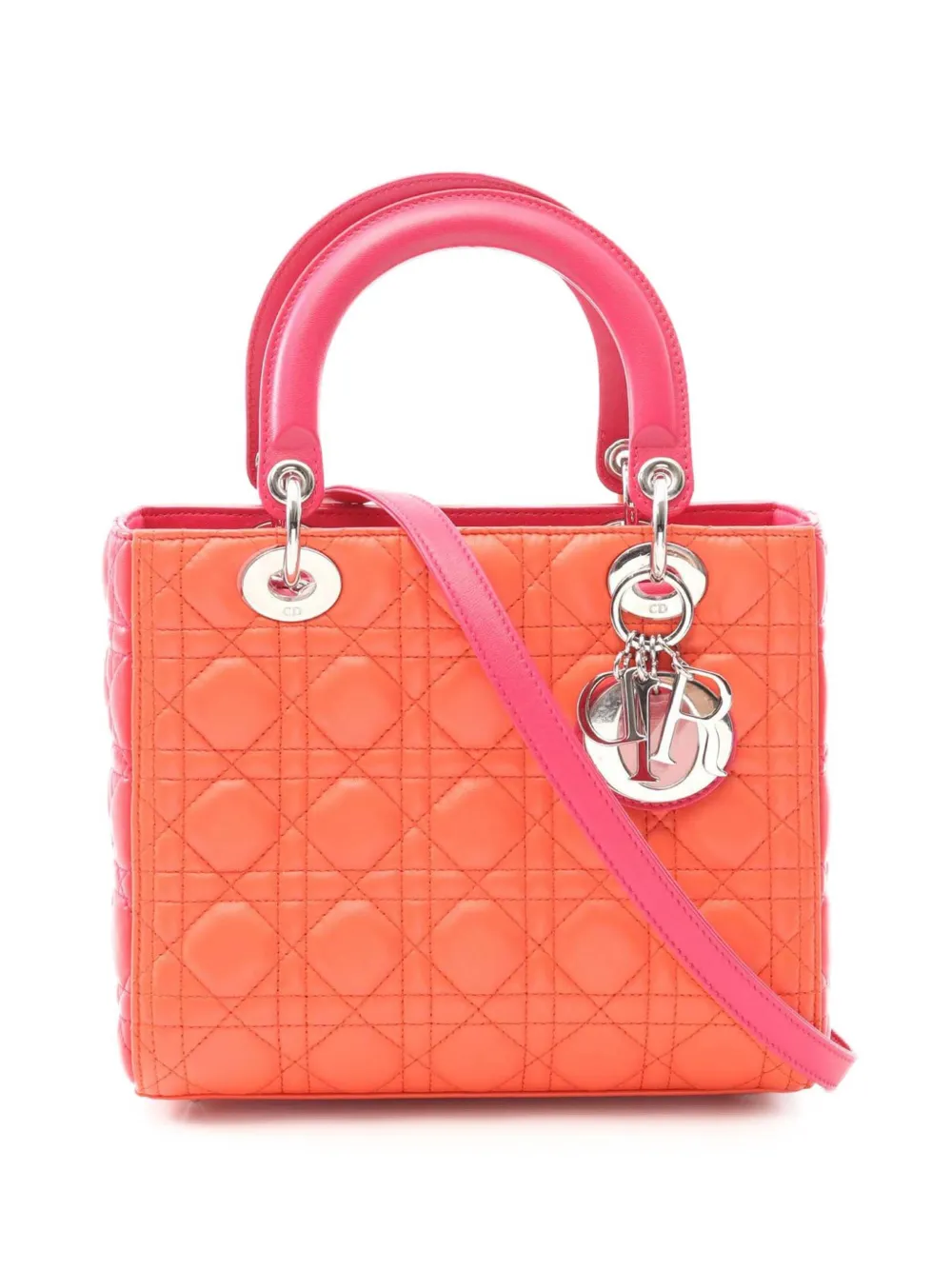 Christian Dior Pre-Owned 2013 Medium Bicolor Lambskin Cannage Lady Christian Dior Pre-Owned 2013 Medium Bicolor Lambskin Cannage Lady