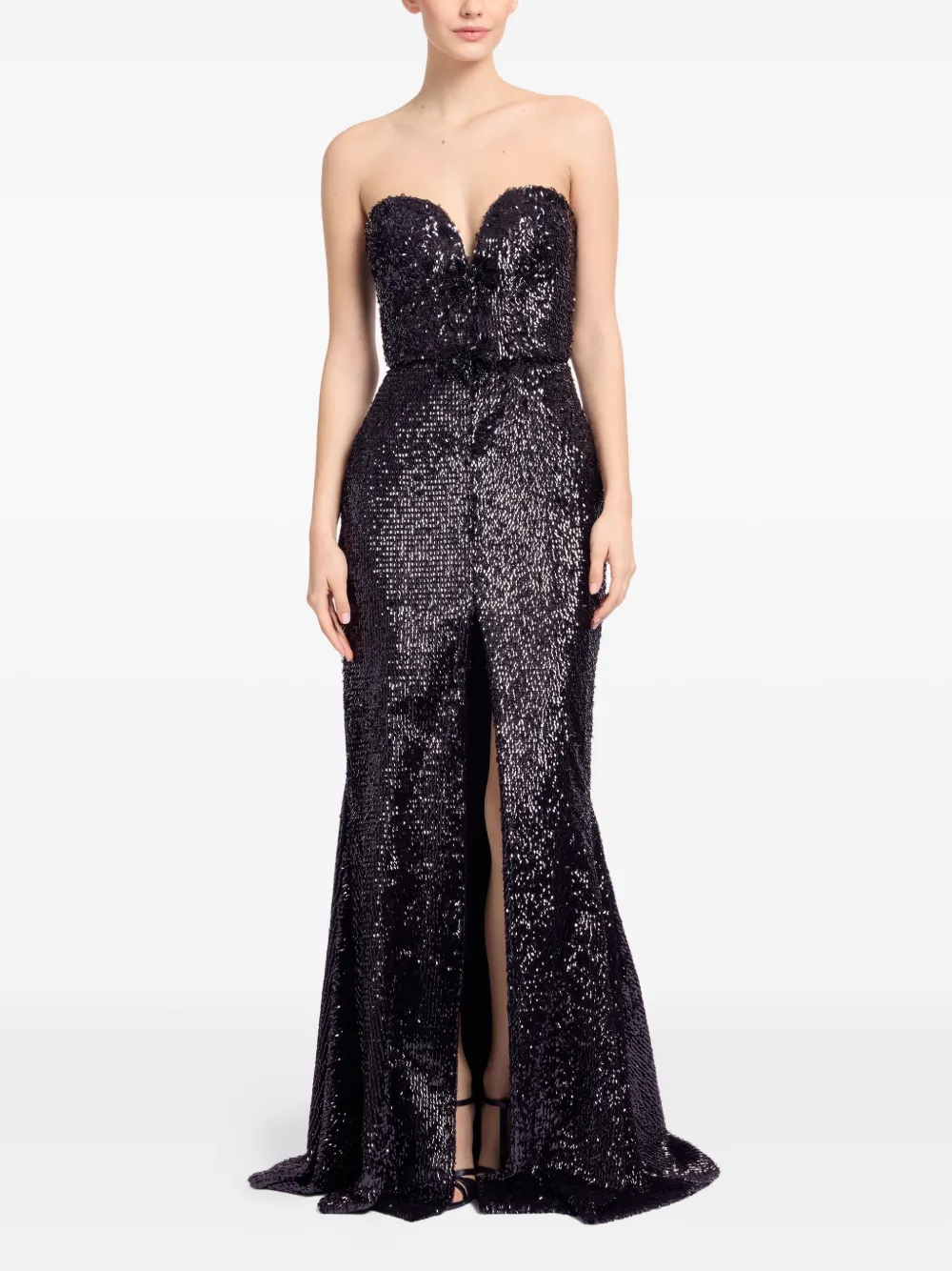 Elie Saab sequin-embellished strapless maxi dress - Zwart