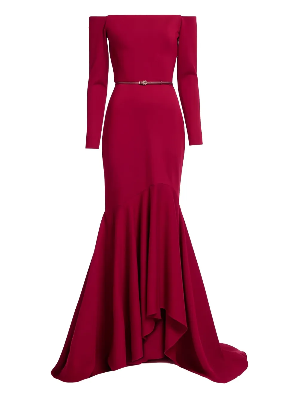 Elie Saab off-shoulder belted maxi dress | Red | Image 1
