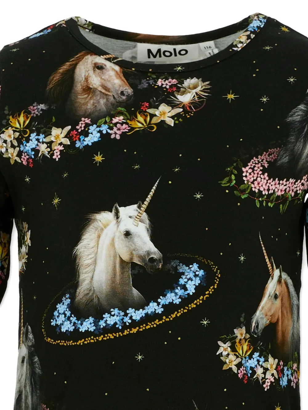 Molo Unicorn-print Long-sleeved T-shirt In Black