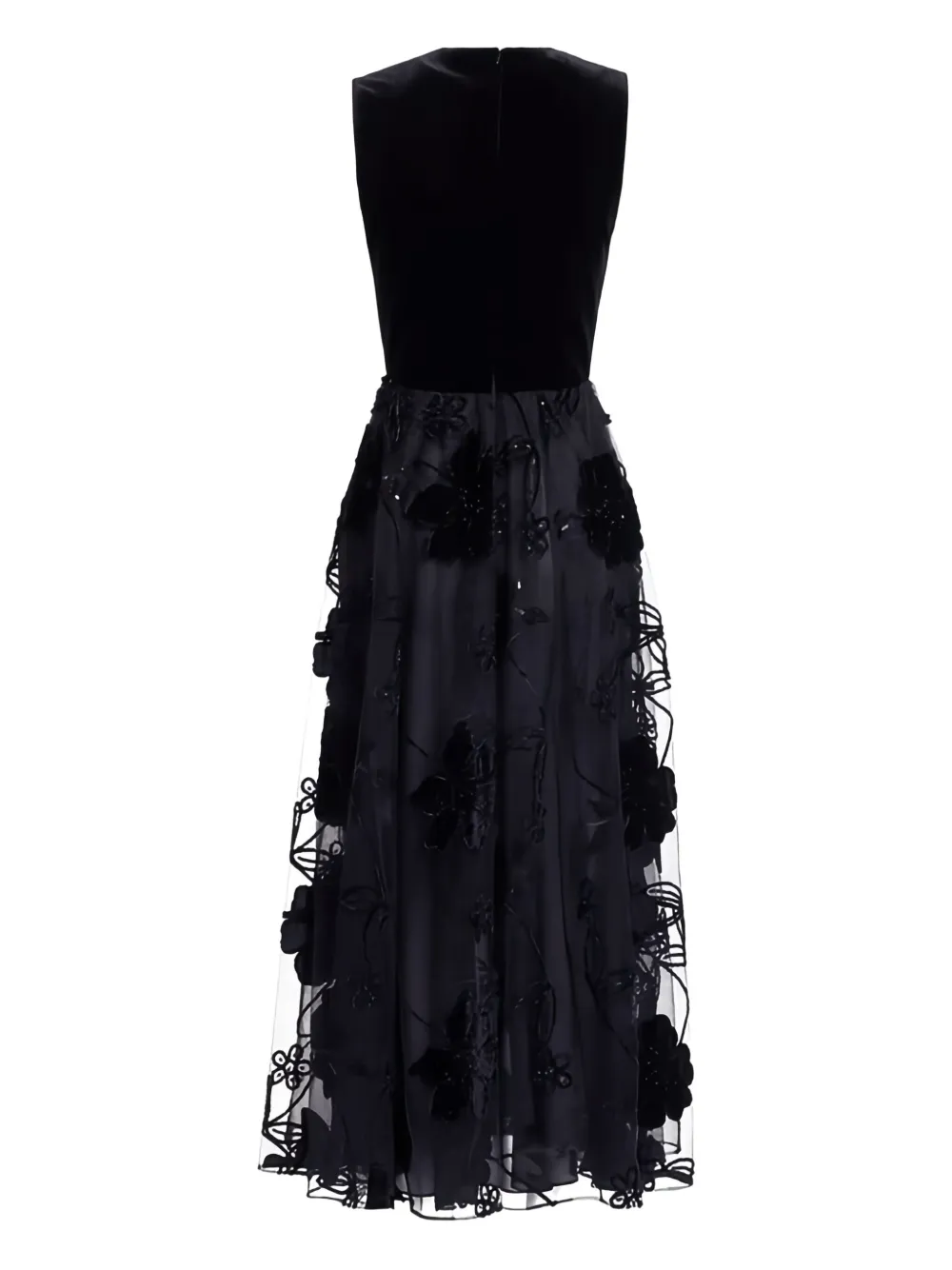 Elie Saab Mouwloze maxi-jurk met bloemenprint Zwart