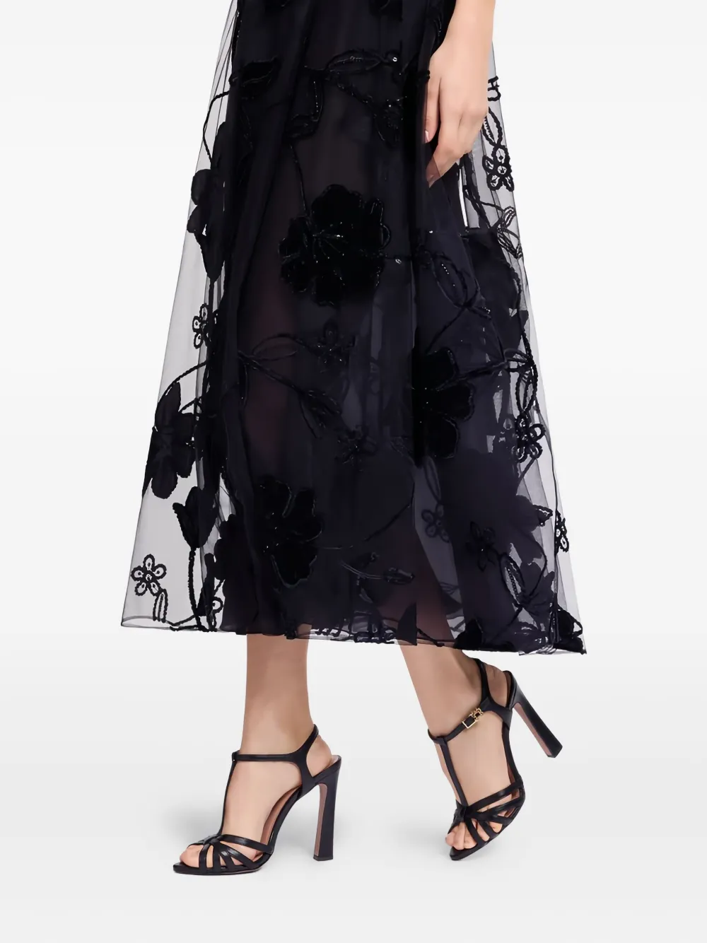 Elie Saab Mouwloze maxi-jurk met bloemenprint Zwart