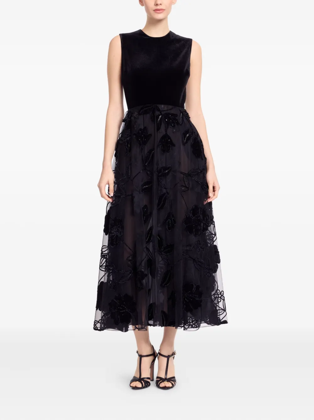 Elie Saab floral sleeveless maxi dress - Zwart