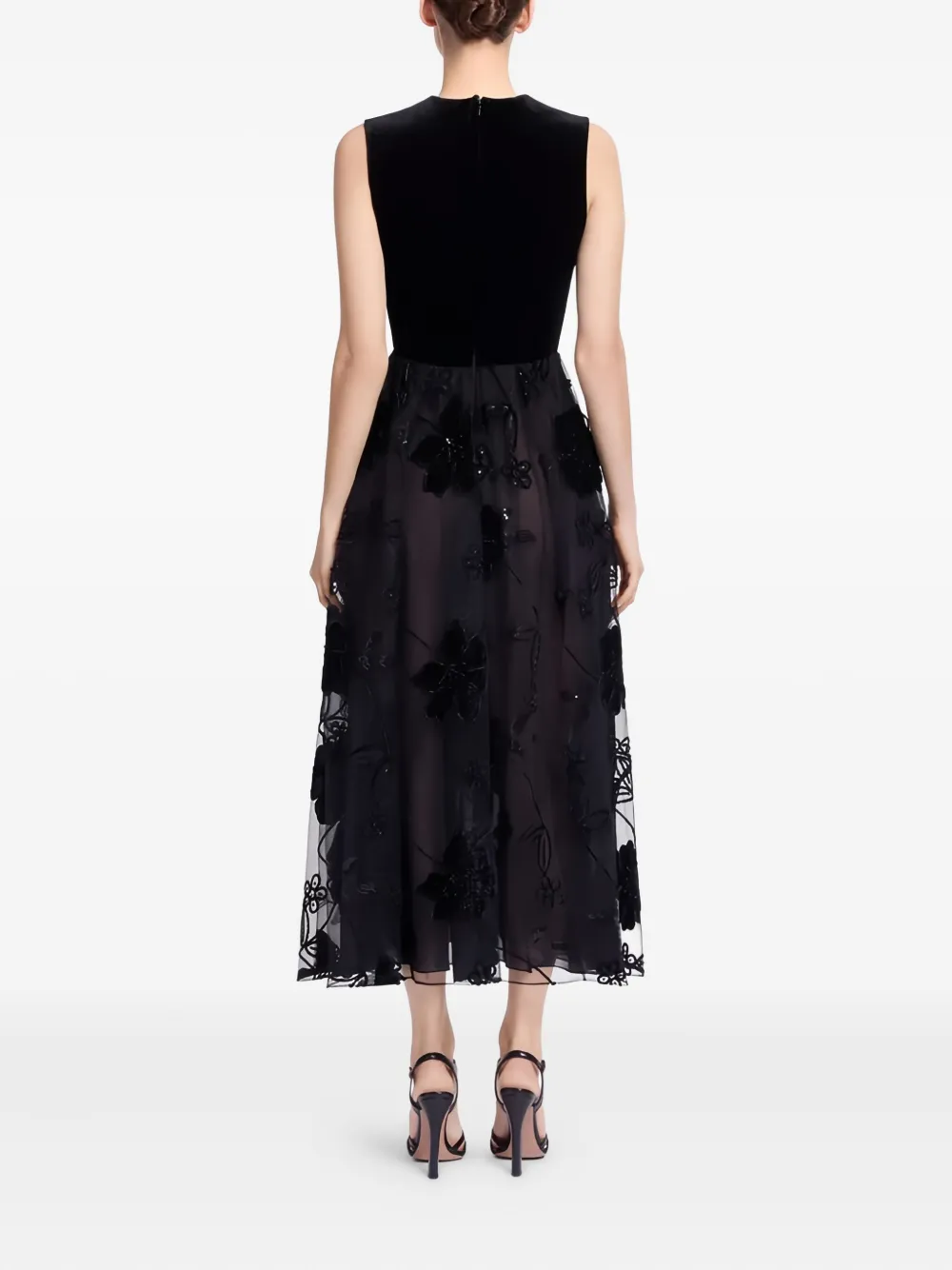 Elie Saab Mouwloze maxi-jurk met bloemenprint Zwart