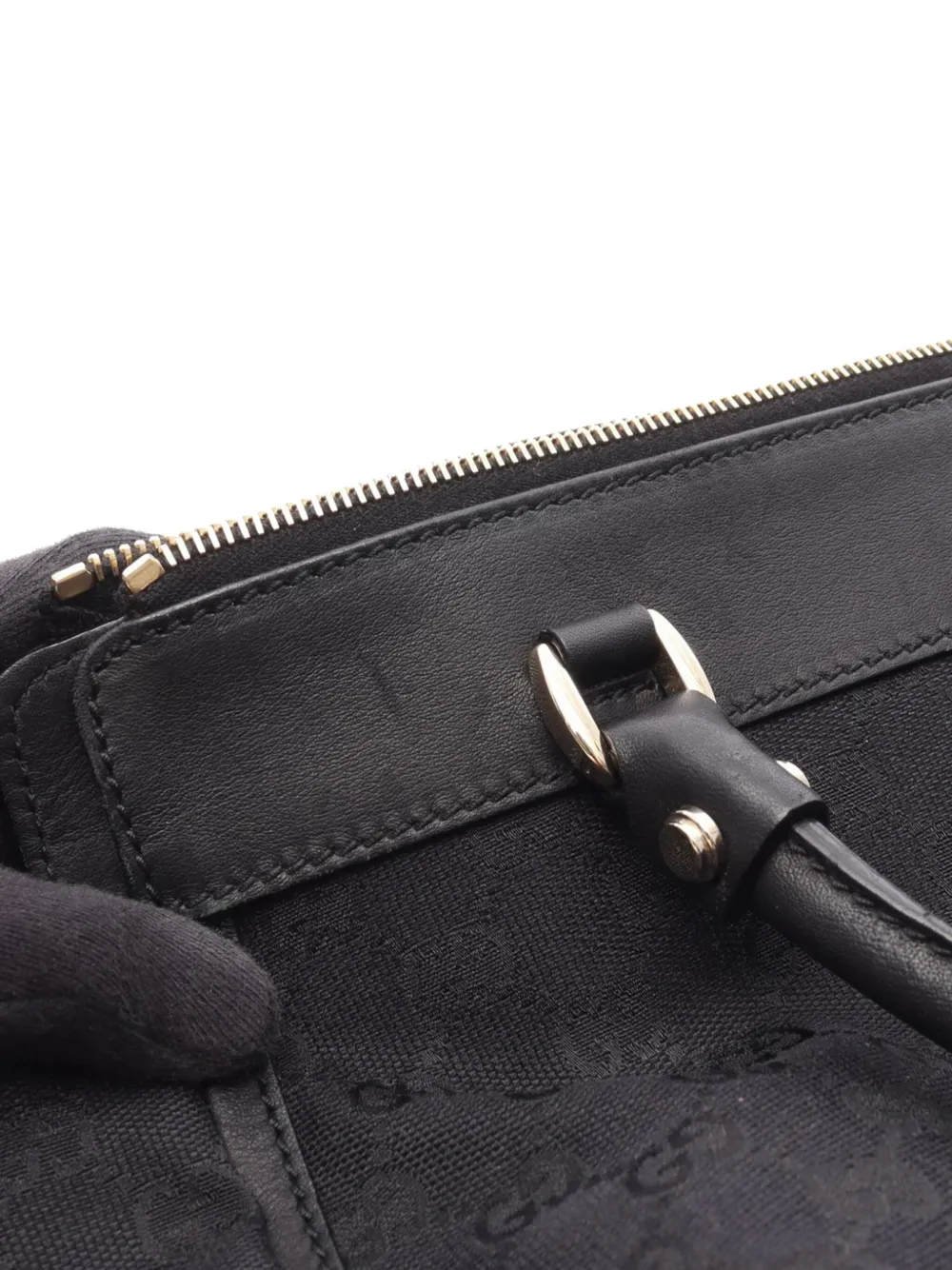 Pre-owned Gucci 2000-2015 Gg Canvas Abbey D Ring Tote Bag In Black