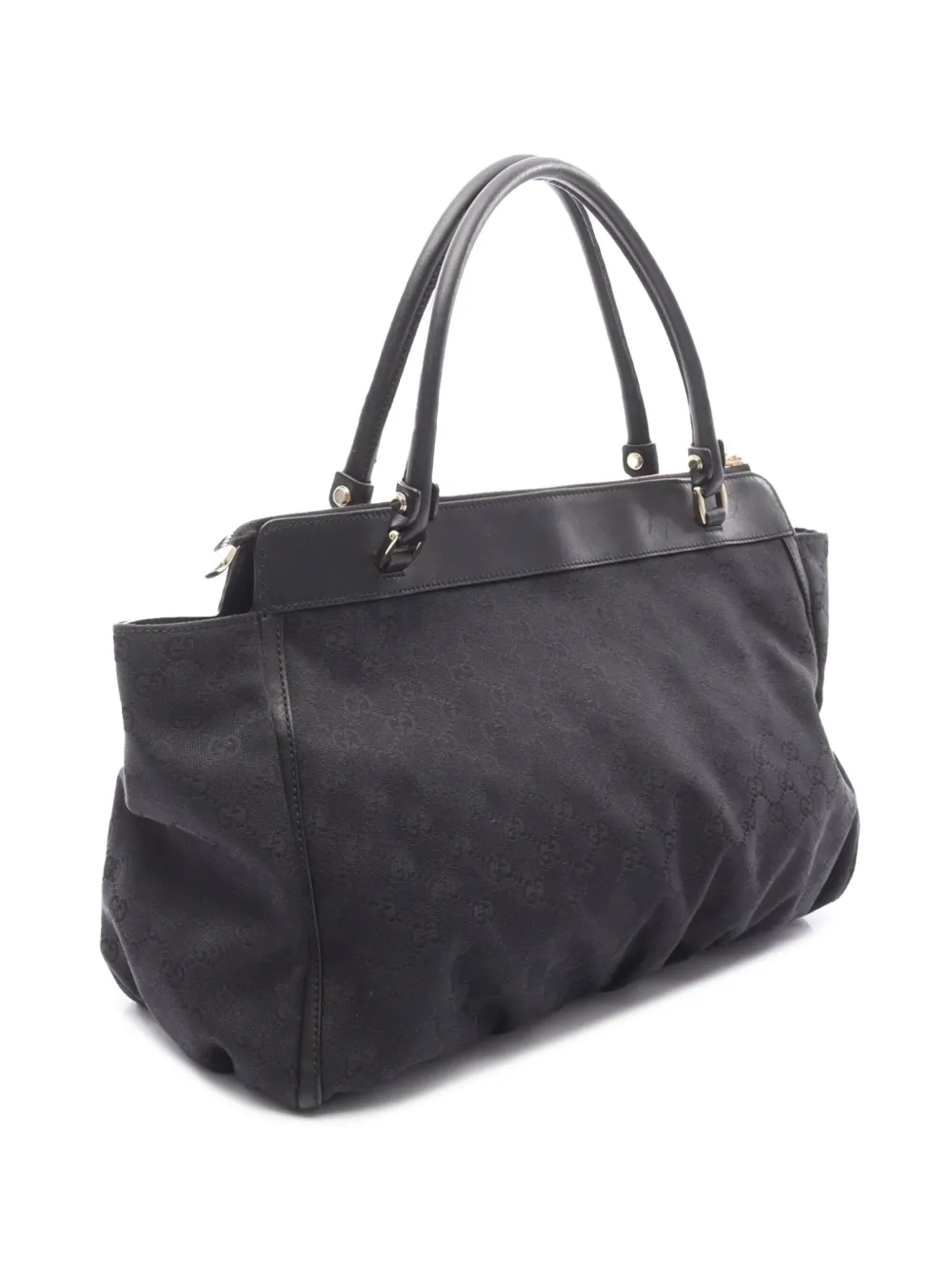 Pre-owned Gucci 2000-2015 Gg Canvas Abbey D Ring Tote Bag In Black